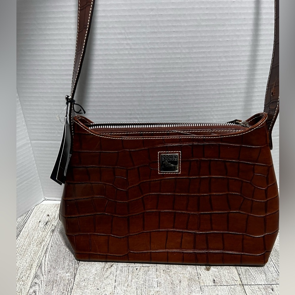 NEW Dooney & Bourke Bayou Top Zip Shoulder Bag croc pattern leather